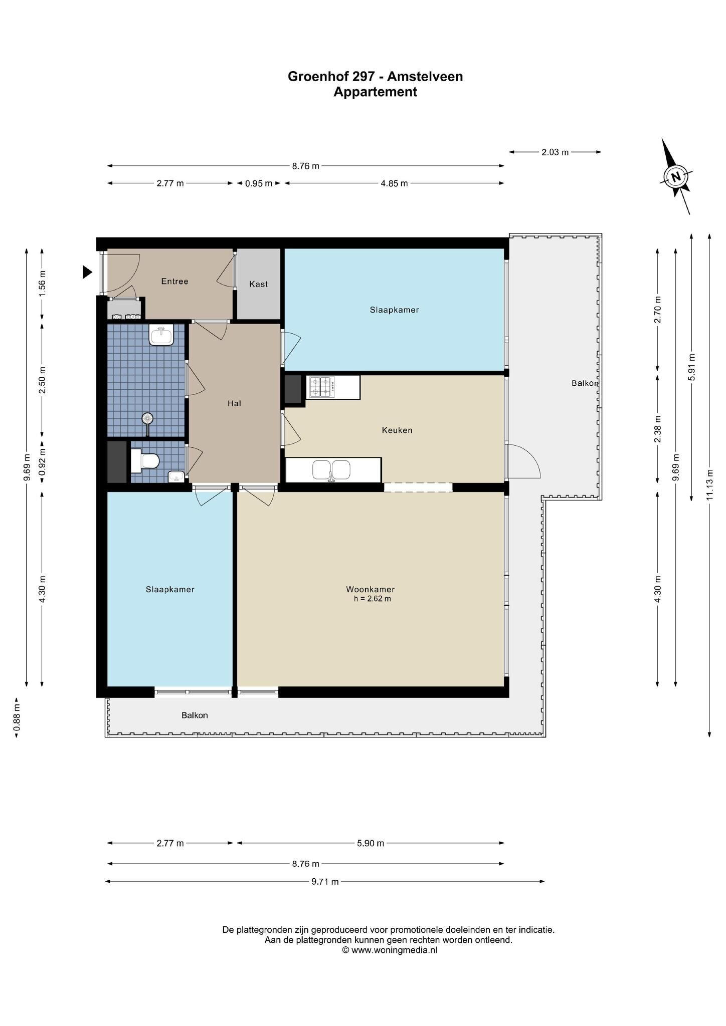 Plattegrond 1 - Groenhof 297, Amstelveen