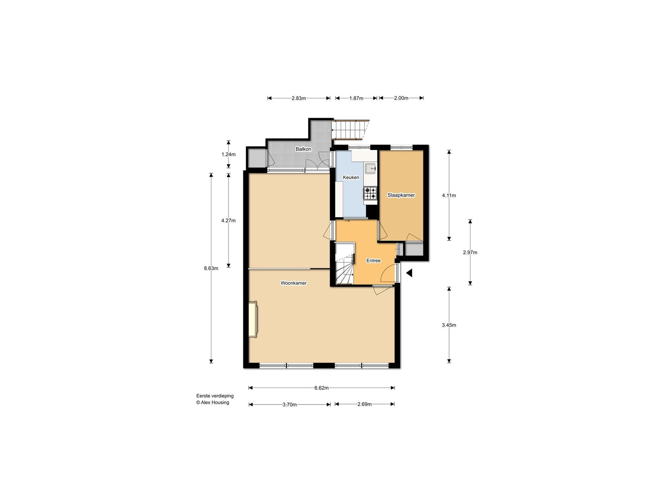 Plattegrond 5 - Hanedoesstraat 9, Den Haag