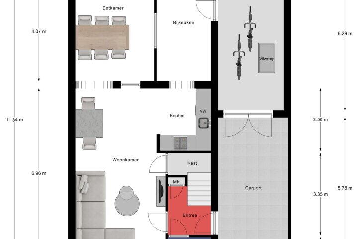 Plattegrond – Hazenpad 66, Neerkant