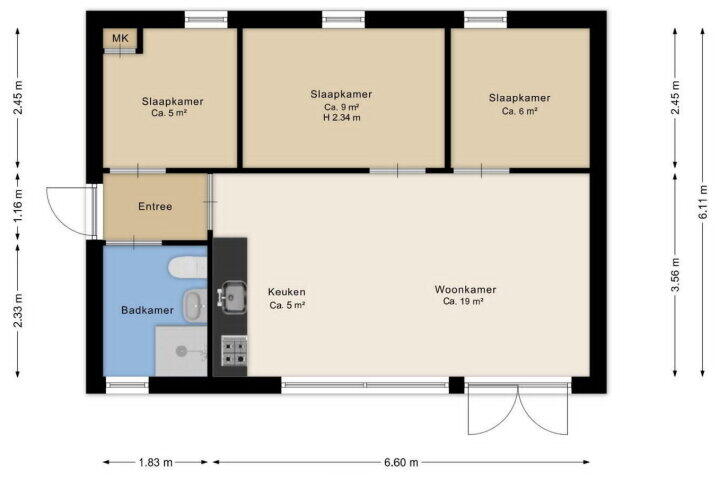 Plattegrond – Hendrik Reindersweg 28 33, Pesse
