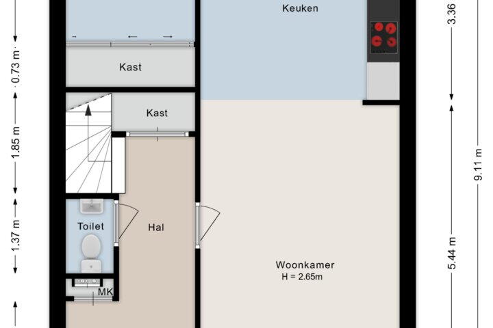 Plattegrond – Herenslagen 128, Steenwijk