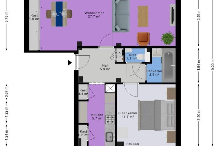 Plattegrond – Hereweg 12 F, Groningen