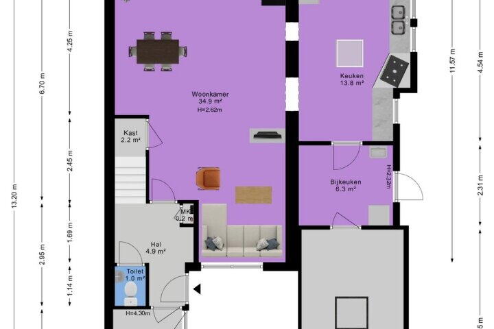 Plattegrond – Het Want 76, Groningen