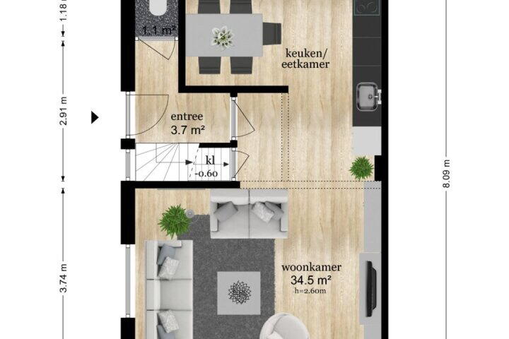 Plattegrond – Hinkerstraat 19, Cothen