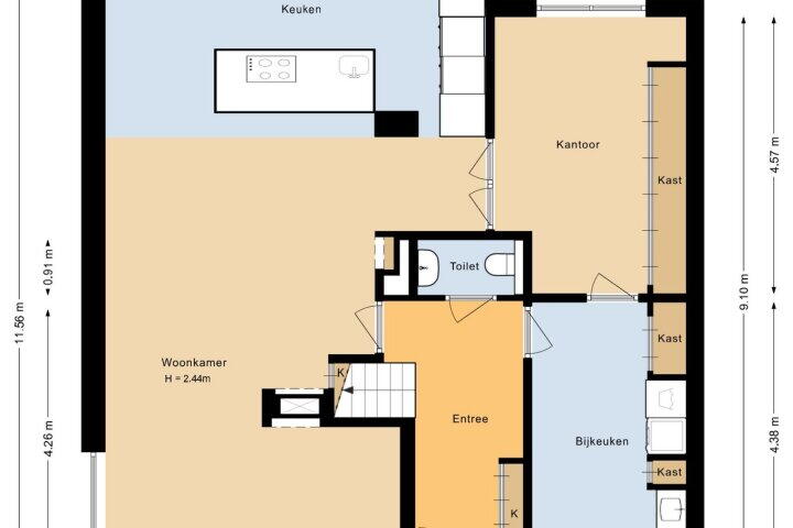 Plattegrond – Hoefstraat 16, Heerhugowaard