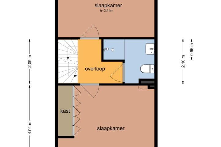 Plattegrond – Hoge Borgh 74, Leek