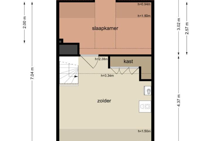 Plattegrond – Hoge Borgh 74, Leek