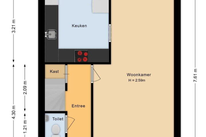 Plattegrond – Hollands Diepstraat 70, Lelystad