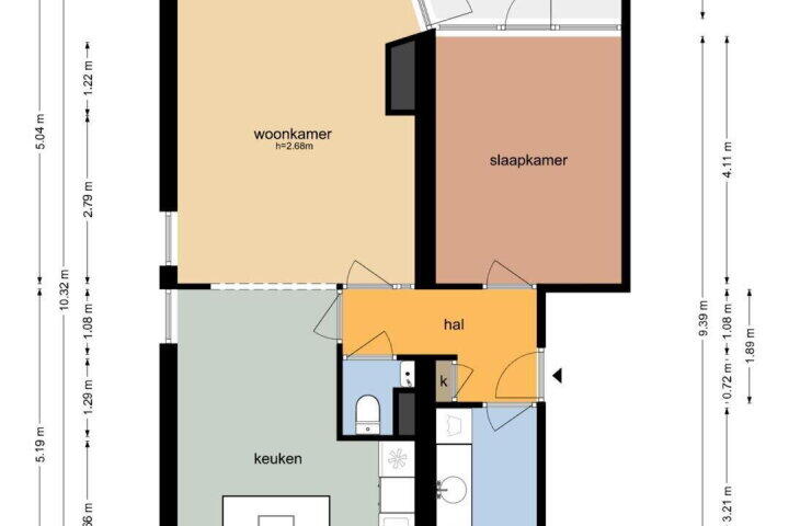 Plattegrond – Honselersdijkstraat 32 2, Amsterdam