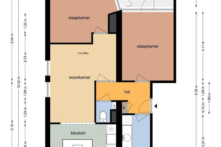 Plattegrond – Honselersdijkstraat 32 2, Amsterdam