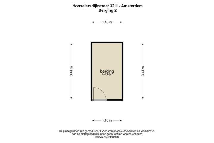 Plattegrond – Honselersdijkstraat 32 2, Amsterdam