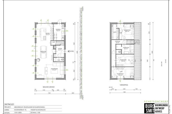 Plattegrond – Hoofdstraat 19, Schoonloo