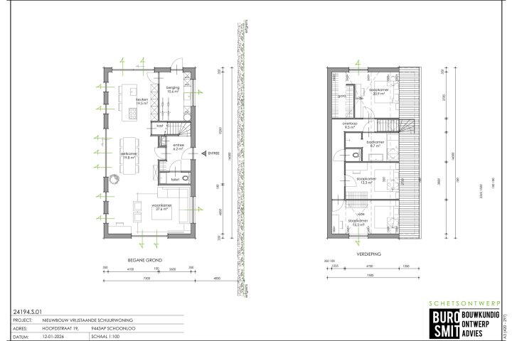 Plattegrond – Hoofdstraat 19 A, Schoonloo