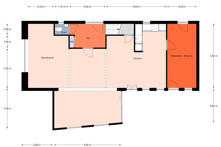 Plattegrond – Hoofdstraat 76 A, Tolbert