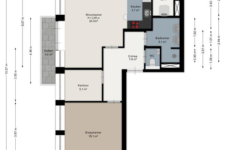 Plattegrond – Hoogstraat 15 01, Veghel