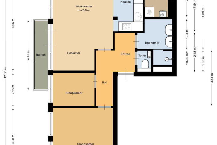 Plattegrond – Hoogstraat 15 06, Veghel