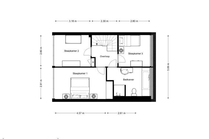 Plattegrond – Hooizolder 36, Drachten
