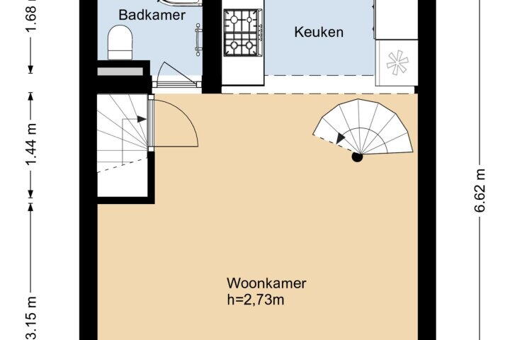 Plattegrond – Houtenstraat 1, Gouda