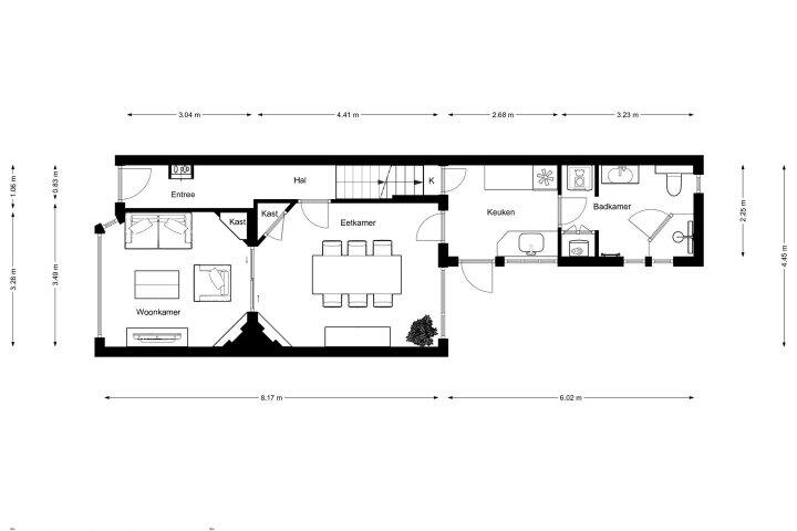 Plattegrond – Houtlaan 51, Drachten