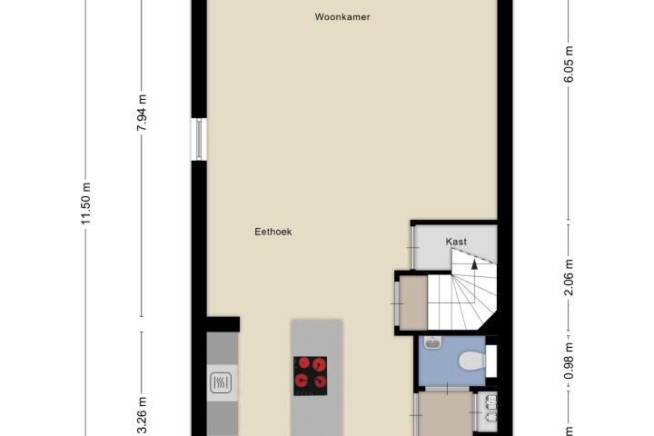 Plattegrond – Huurlingsedam 161, Wijchen