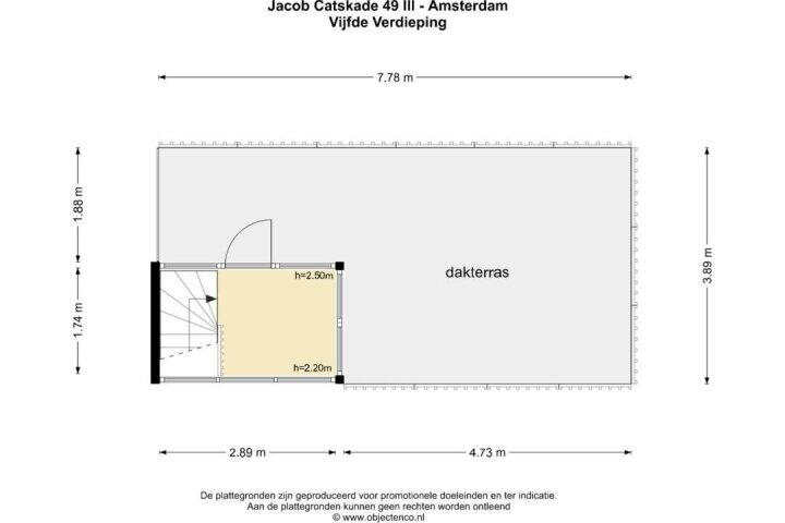 Plattegrond – Jacob Catskade 49 3, Amsterdam