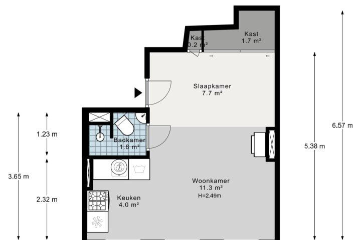 Plattegrond – Jacob van Lennepstraat 23 C, Amsterdam