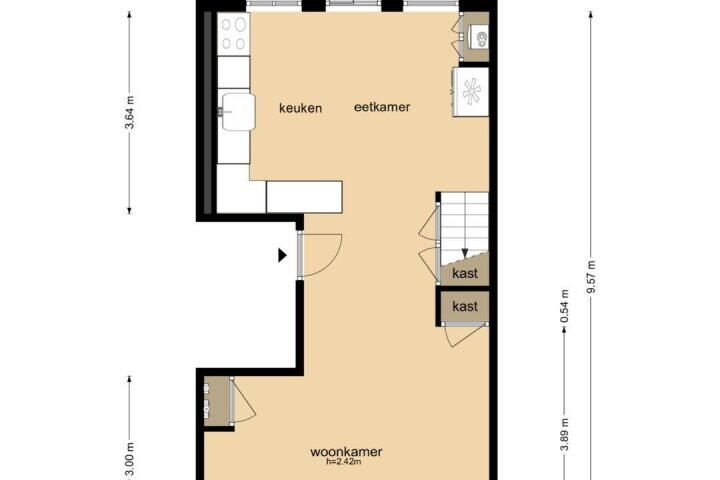 Plattegrond – Jacob van Lennepstraat 84 1, Amsterdam