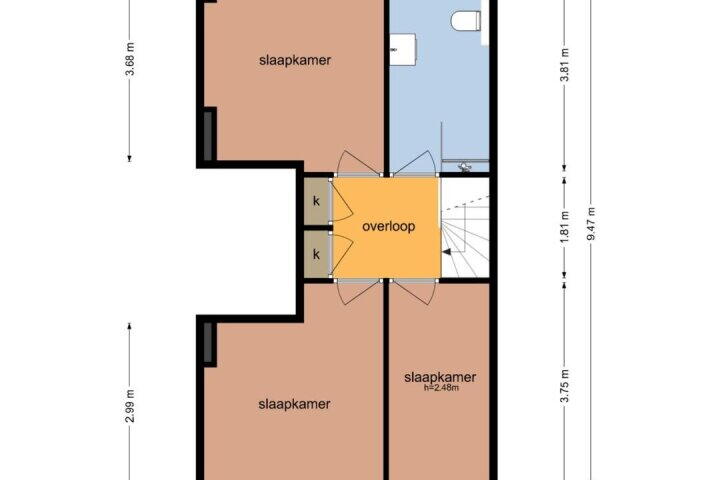 Plattegrond – Jacob van Lennepstraat 84 1, Amsterdam