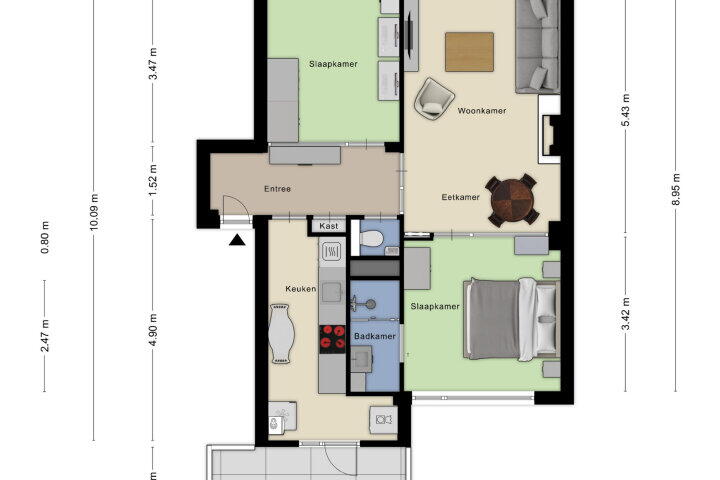 Plattegrond – Jacob van Ruijsdaelstraat 48 B, Roosendaal