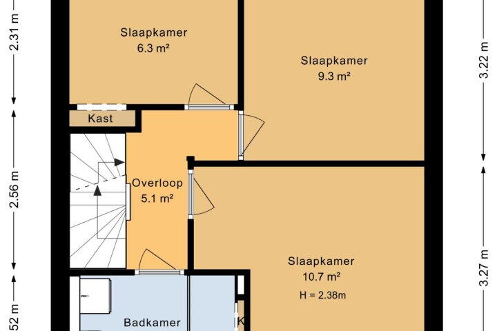 Plattegrond – Jan Steenstraat 13, Nietap