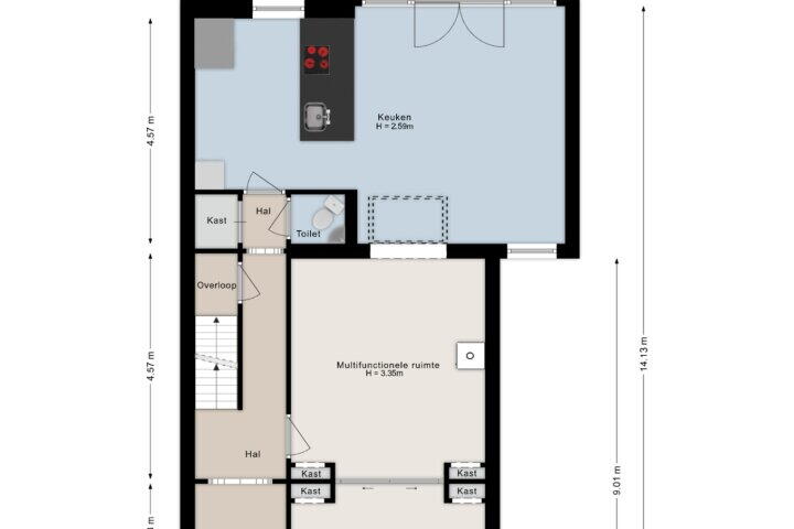 Plattegrond – J H Tromp Meestersstraat 23, Steenwijk