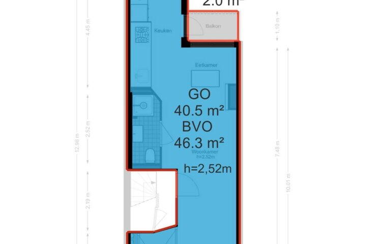 Plattegrond – Joan Melchior Kemperstraat 46 3, Amsterdam