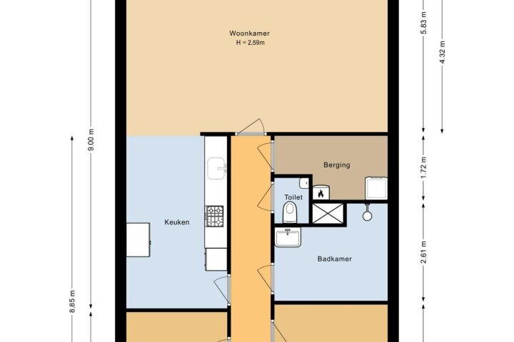Plattegrond – Johan Hofmanstraat 140, Amsterdam