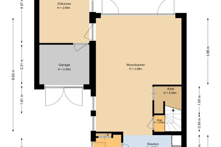 Plattegrond – Johannes Vermeerstraat 19, Raamsdonksveer