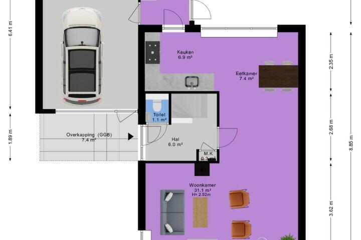 Plattegrond – Johannes Vermeerstraat 7, Nietap