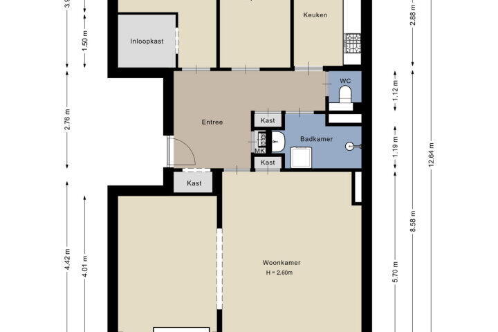 Plattegrond – Johan Wagenaarstraat 16 C, Amersfoort
