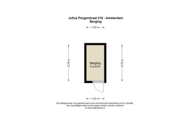 Plattegrond – Julius Pergerstraat 218, Amsterdam