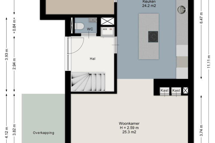 Plattegrond – J.W. Racerstraat 12, Enschede