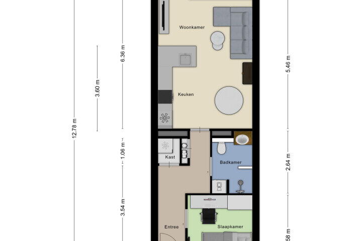 Plattegrond – Kalsdonksestraat 124 A, Roosendaal