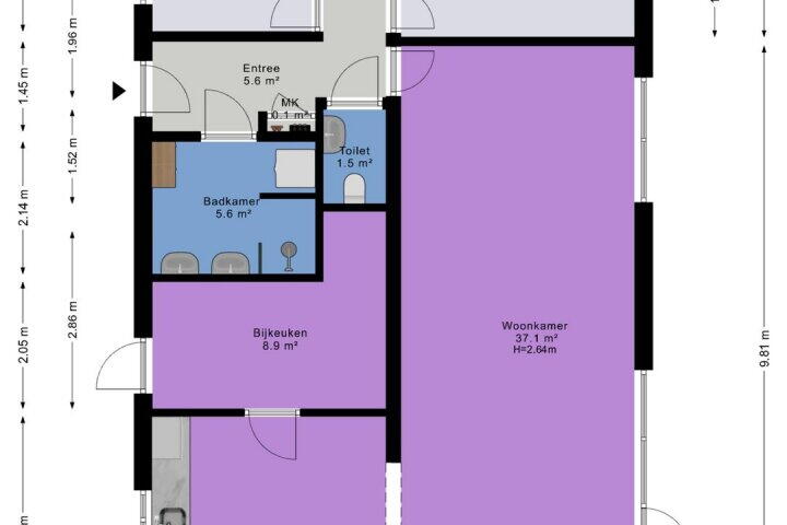 Plattegrond – Kamperfoeliewal 26, Emmen
