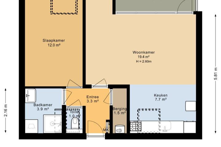 Plattegrond – Kanaalstraat 29 B, Roden
