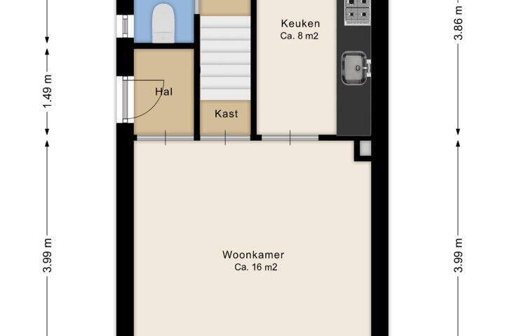 Plattegrond – Kanaalweg 48, Hoogeveen