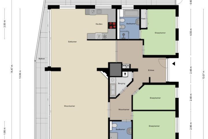 Plattegrond – Kasteellaan 26 W, Wijchen