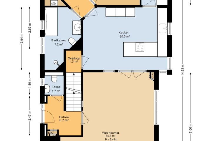 Plattegrond – Kerkstraat 5, Peize
