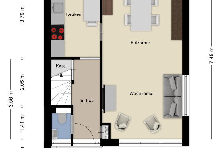 Plattegrond – Klooslaan 15, Roosendaal