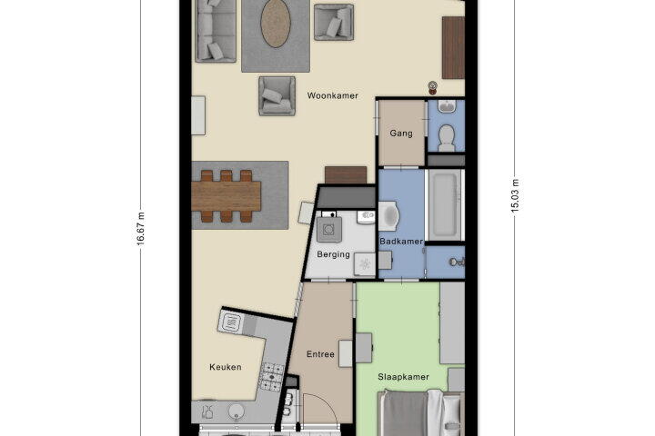 Plattegrond – Kloosterstraat 62, Roosendaal