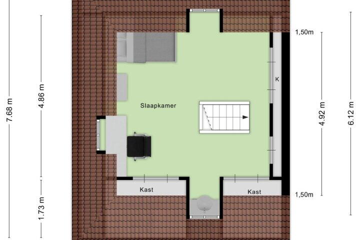 Plattegrond – Knipplein 1, Roosendaal