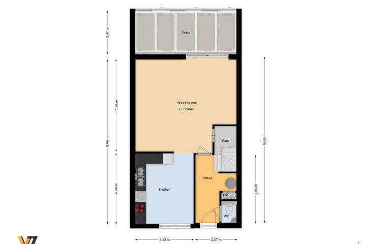 Plattegrond – Komijnstraat 47, Amsterdam