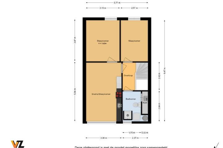 Plattegrond – Komijnstraat 47, Amsterdam