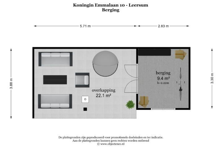 Plattegrond – Koningin-Emmalaan 10, Leersum